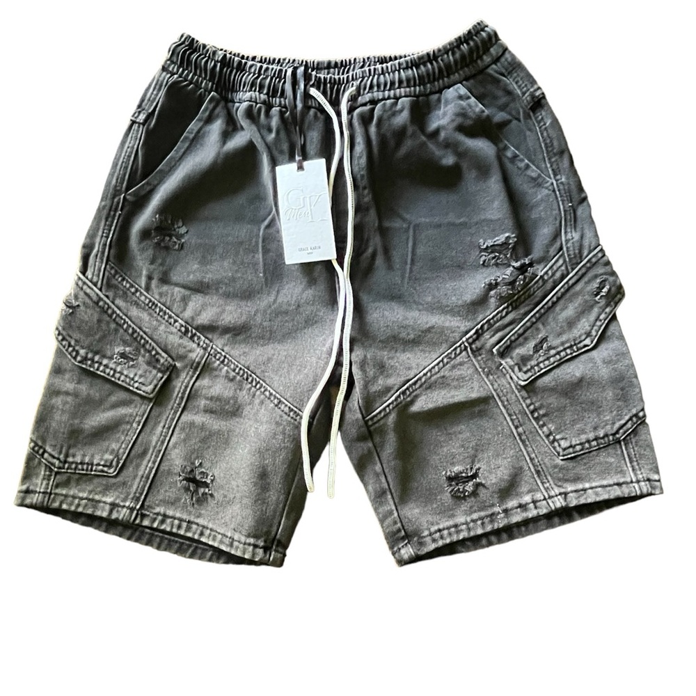 NWT- Men’s Grace Karin Distressed Black Shorts in Size Small
